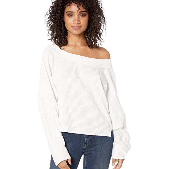 Free People Josie Waffle-Knit Sweater Top - Picture 3 of 6
